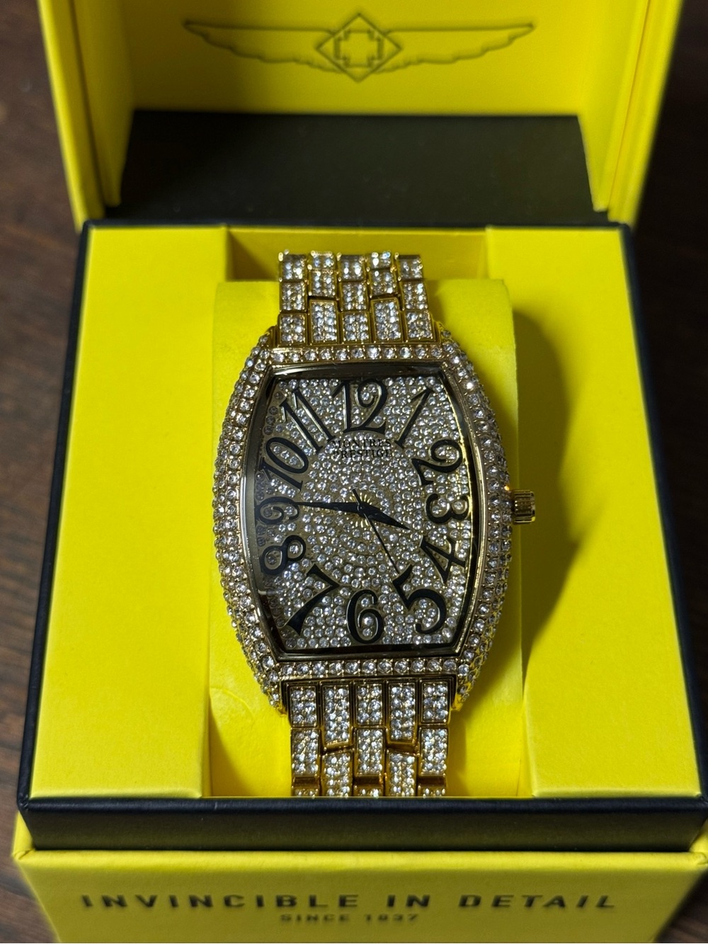 Invicta x Montes Prestige Gold Tome Crystal Pave Watch Unisex Bling